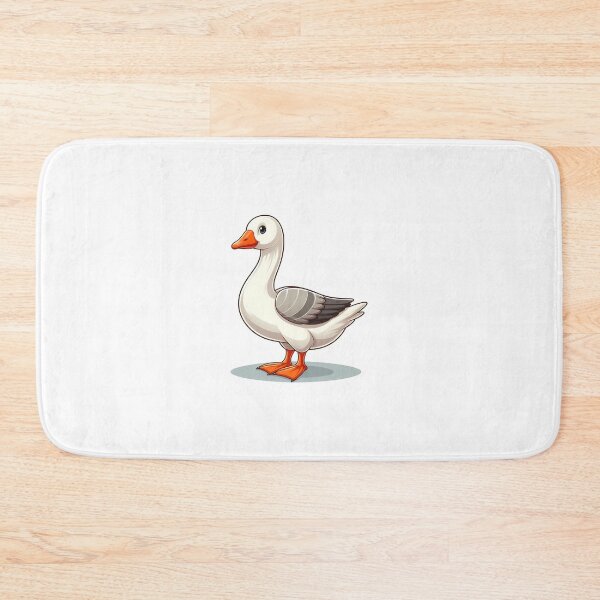 Item preview, A cute cartoon goose with a white body and orange beak standing on a light surface. designed and sold by cave-canvas.