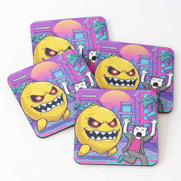 Item preview, Vaporwave city Lemon monster chases Sami OC designed and sold by SamiVaporStudio.