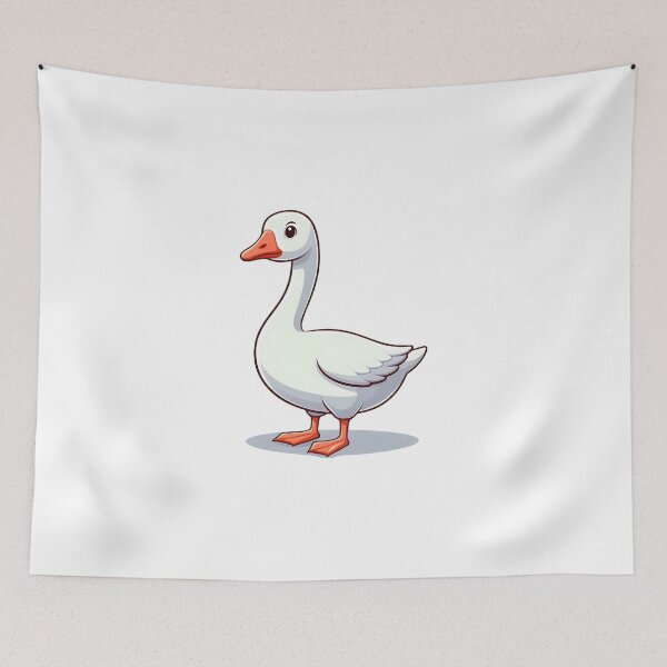 Item preview, A cute cartoon white goose with a cheerful expression and bright orange beak. designed and sold by cave-canvas.