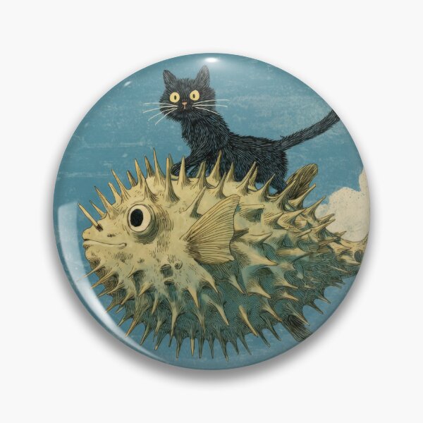 Item preview, Cat rides fish in blue sky designed and sold by anytka.