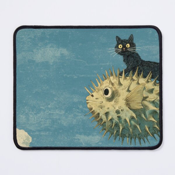 Item preview, Cat rides fish in blue sky designed and sold by anytka.
