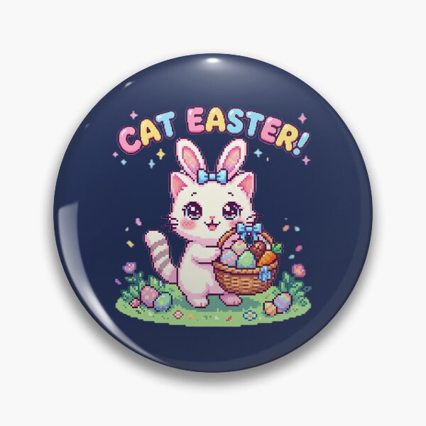 Item preview, Cute Kawaii Pixel Art Cat Easter Bunny designed and sold by PixelAlchemyHQ.