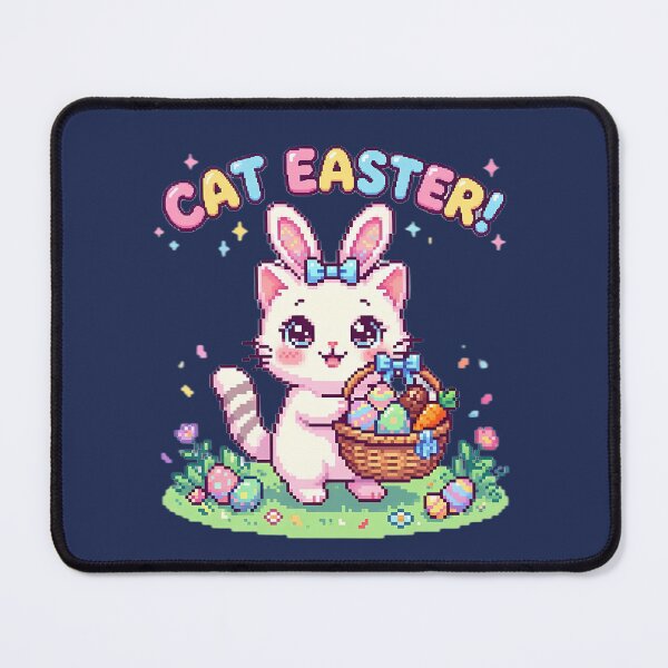 Item preview, Cute Kawaii Pixel Art Cat Easter Bunny designed and sold by PixelAlchemyHQ.