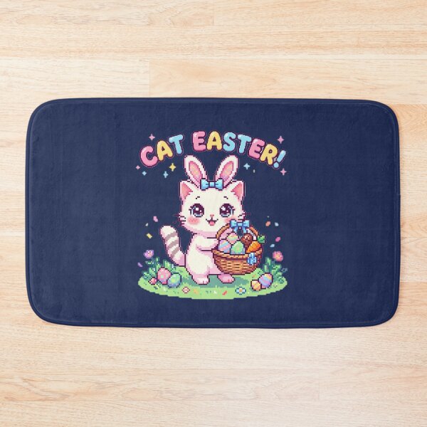 Item preview, Cute Kawaii Pixel Art Cat Easter Bunny designed and sold by PixelAlchemyHQ.