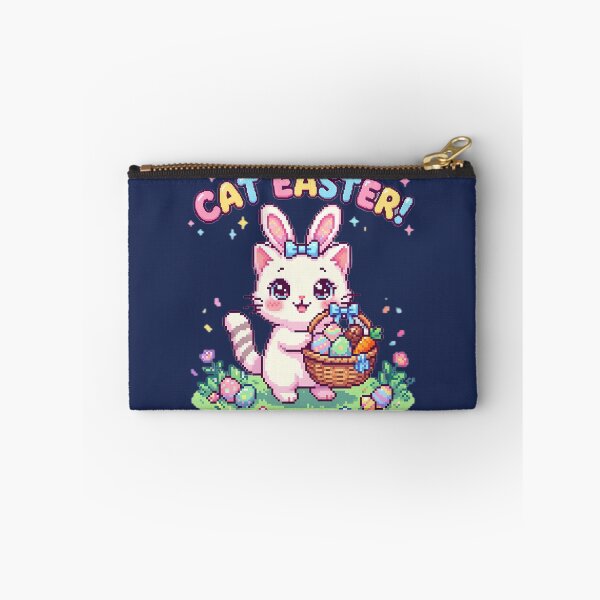 Item preview, Cute Kawaii Pixel Art Cat Easter Bunny designed and sold by PixelAlchemyHQ.