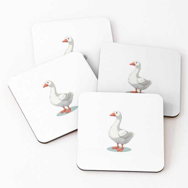 Item preview, A cartoonish white goose with orange beak and feet, standing proudly on a light blue base. designed and sold by cave-canvas.