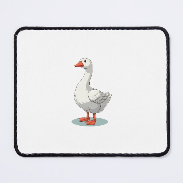 Item preview, A cartoonish white goose with orange beak and feet, standing proudly on a light blue base. designed and sold by cave-canvas.