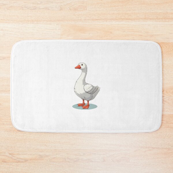 Item preview, A cartoonish white goose with orange beak and feet, standing proudly on a light blue base. designed and sold by cave-canvas.