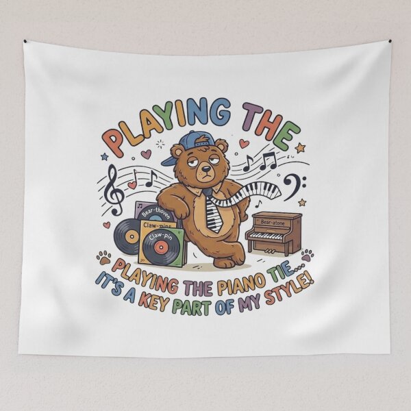 Item preview, Funny Piano Tie Bear - Playing The Piano Is A Key Part Of My Style - Musician Humor designed and sold by Wear Sculpt.
