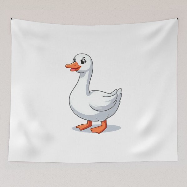 Item preview, Cute cartoon duck with bright orange beak and feet, standing happily on a white background. designed and sold by cave-canvas.