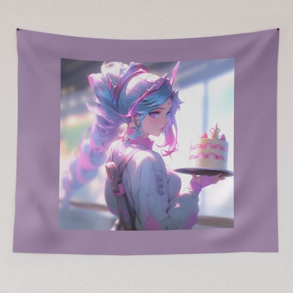 Item preview, Pastell Anime Girl mit Kuchen – Cute Dessert Anime Design designed and sold by madkiitten.