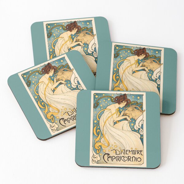 Item preview, Vintage Capricorn Zodiac Art Nouveau Poster – December Capricornio Astrology Goddess – Belle Époque Celestial art designed and sold by EmiliaBassano.