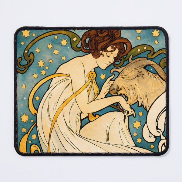 Item preview, Vintage Capricorn Zodiac Art Nouveau Poster – December Capricornio Astrology Goddess – Belle Époque Celestial art designed and sold by EmiliaBassano.