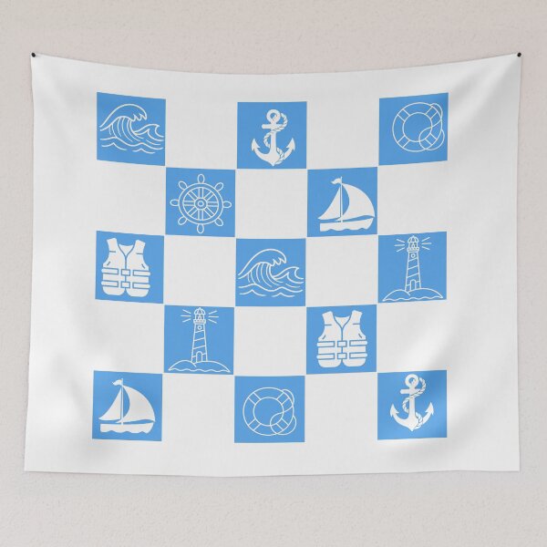 Item preview, Blue Checkered Nautical Boat Pattern designed and sold by ice-apparel.