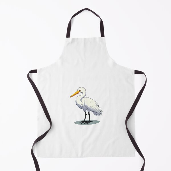 Item preview, A cartoon illustration of a white heron with a bright orange beak and expressive eyes. designed and sold by cave-canvas.