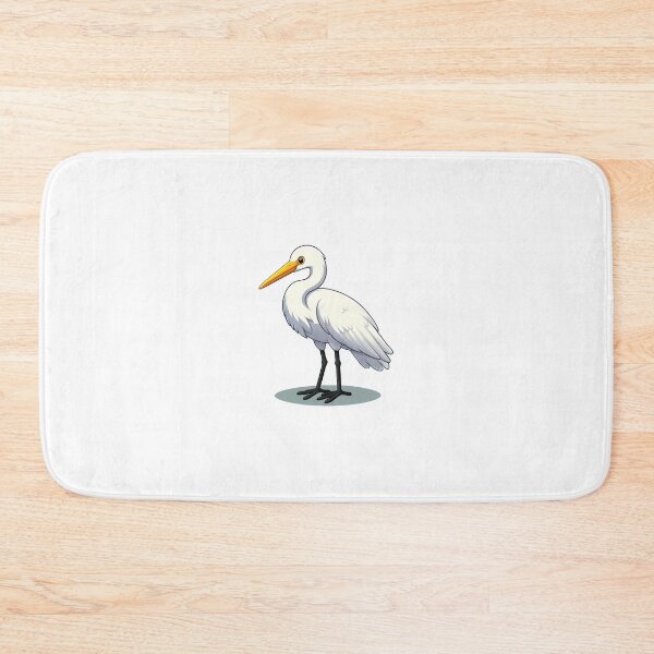 Item preview, A cartoon illustration of a white heron with a bright orange beak and expressive eyes. designed and sold by cave-canvas.