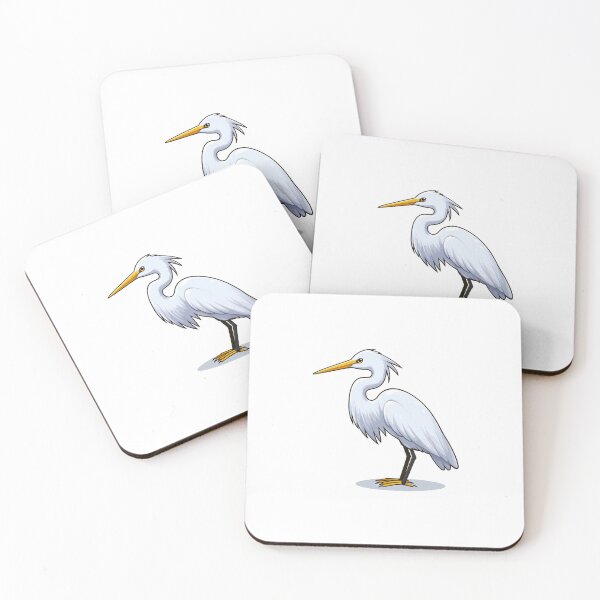 Item preview, A majestic white heron standing gracefully, showcasing its long legs and elegant feathers. designed and sold by cave-canvas.