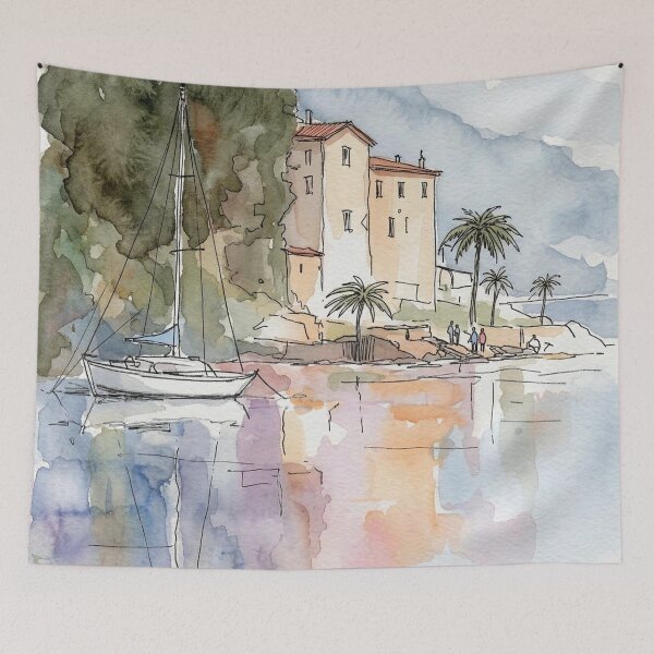 Item preview, Sailboat on the shore of Lake Como designed and sold by sid1802.