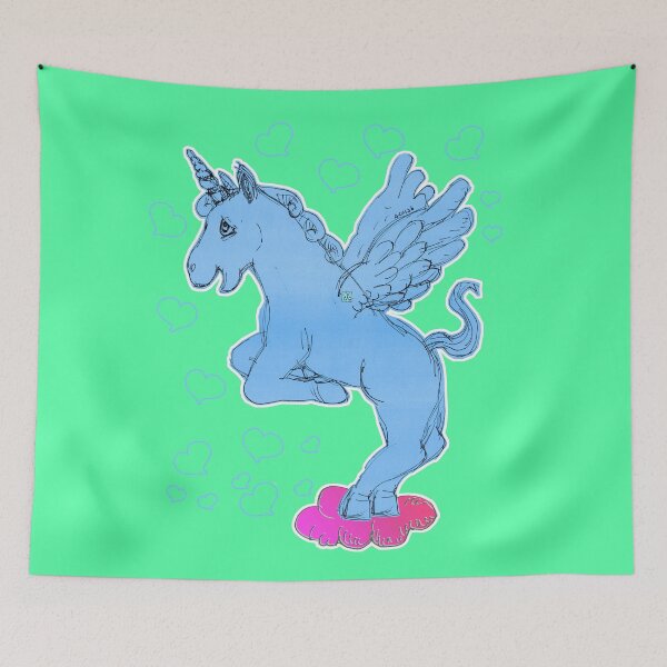 Item preview, Loving Unicorn Horse On A Cloud (Original Drawing by ACCI) designed and sold by VanyssaGraphics.