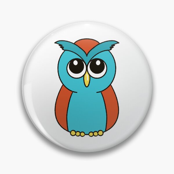 Item preview, Round Teal Orange Owl Cute Cartoon Bird designed and sold by MFGB-Creations.