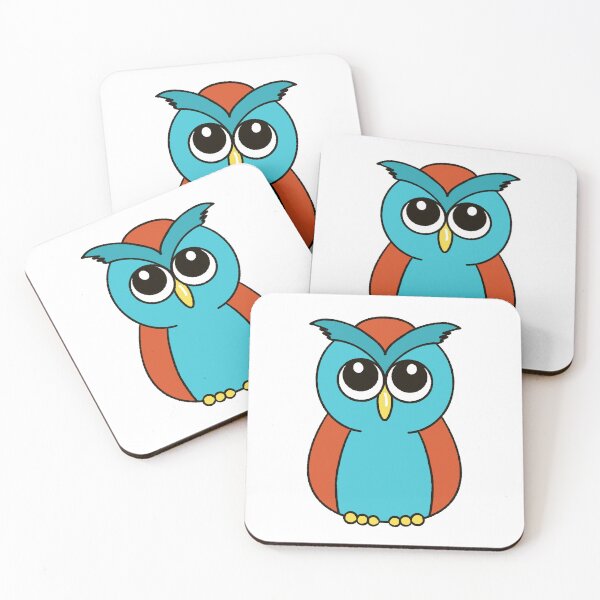 Item preview, Round Teal Orange Owl Cute Cartoon Bird designed and sold by MFGB-Creations.