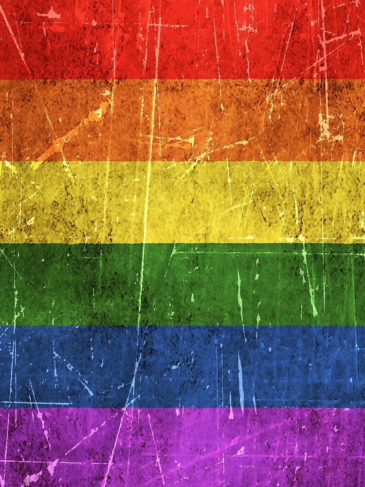Vintage Aged and Scratched Rainbow Gay Pride Flag by JeffBartels