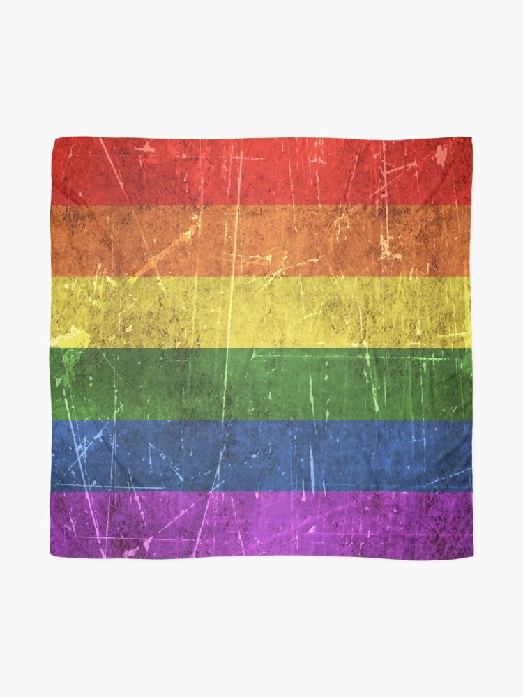 Alternate view of Vintage Aged and Scratched Rainbow Gay Pride Flag Scarf