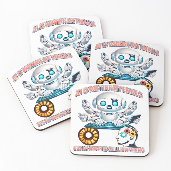 Item preview, AI Writing My Emails Funny Tech Robot Brain Buffering Art designed and sold by TailTraceDesign.