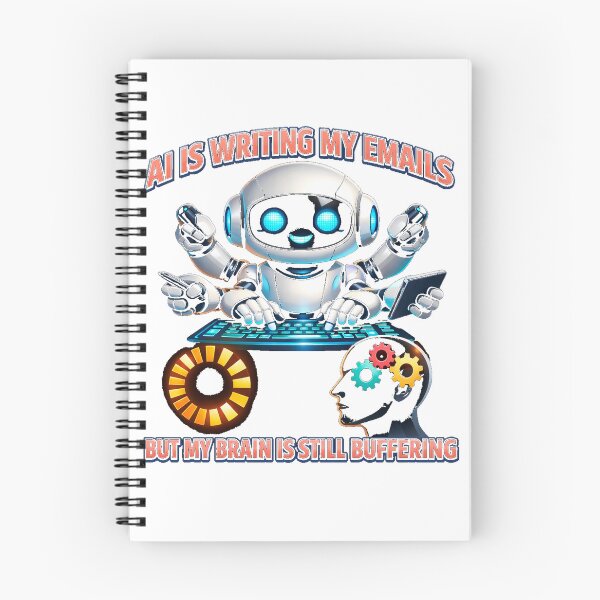 Item preview, AI Writing My Emails Funny Tech Robot Brain Buffering Art designed and sold by TailTraceDesign.