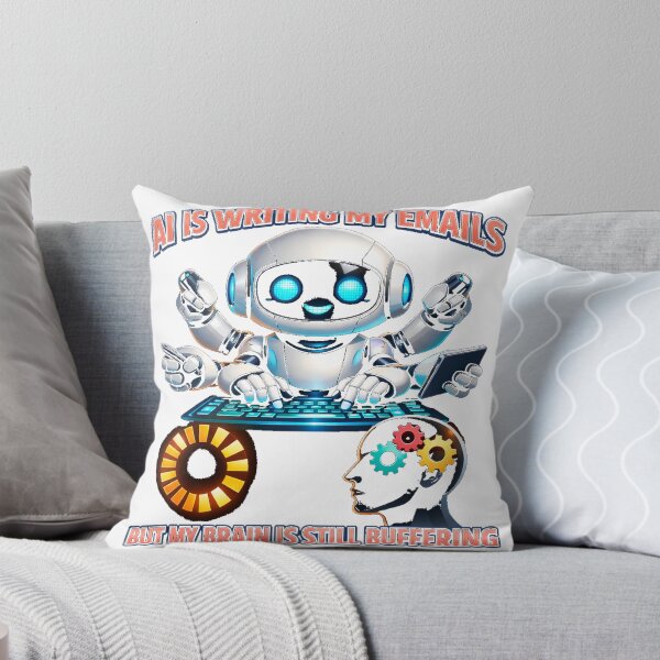 Item preview, AI Writing My Emails Funny Tech Robot Brain Buffering Art designed and sold by TailTraceDesign.