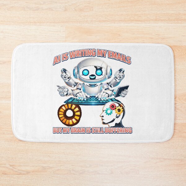 Item preview, AI Writing My Emails Funny Tech Robot Brain Buffering Art designed and sold by TailTraceDesign.