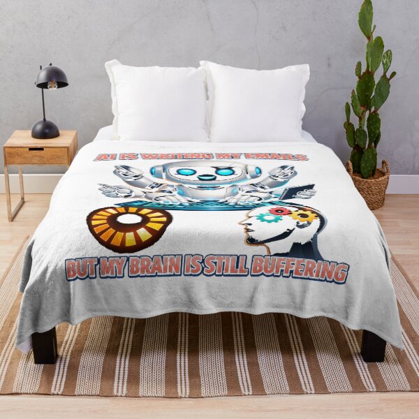 Item preview, AI Writing My Emails Funny Tech Robot Brain Buffering Art designed and sold by TailTraceDesign.