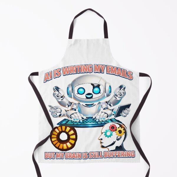 Item preview, AI Writing My Emails Funny Tech Robot Brain Buffering Art designed and sold by TailTraceDesign.