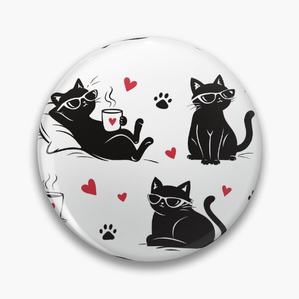 Item preview, Cute Cat Coffee Pattern – Funny Cat Lover Seamless Pattern With Hearts designed and sold by MonNoir.