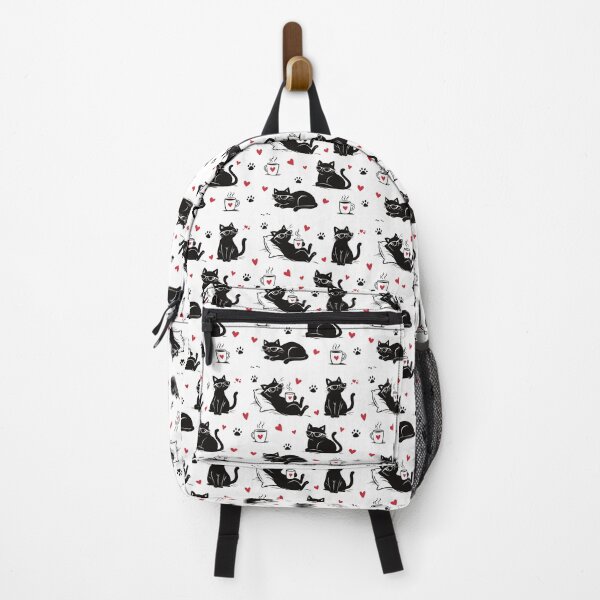 Item preview, Cute Cat Coffee Pattern – Funny Cat Lover Seamless Pattern With Hearts designed and sold by MonNoir.