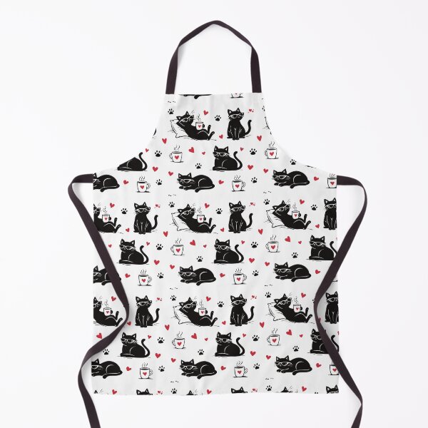 Item preview, Cute Cat Coffee Pattern – Funny Cat Lover Seamless Pattern With Hearts designed and sold by MonNoir.