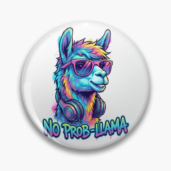 Item preview, No Prob-llama – Funny Neon Llama with Headphones Design designed and sold by ArcticFoxStudio.