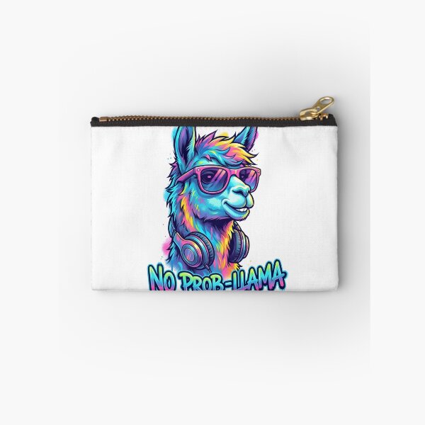 Item preview, No Prob-llama – Funny Neon Llama with Headphones Design designed and sold by ArcticFoxStudio.