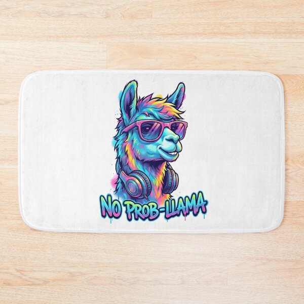 Item preview, No Prob-llama – Funny Neon Llama with Headphones Design designed and sold by ArcticFoxStudio.