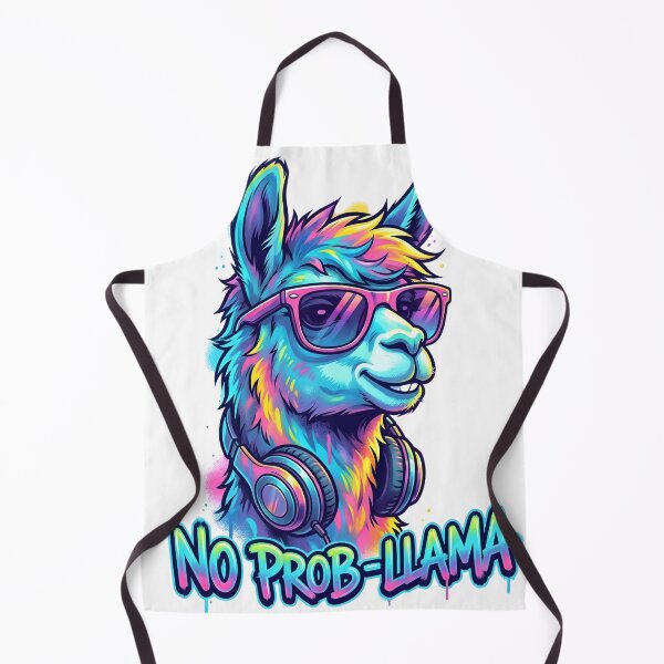 Item preview, No Prob-llama – Funny Neon Llama with Headphones Design designed and sold by ArcticFoxStudio.
