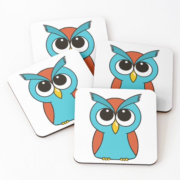 Item preview, Cute Round Head Square Body Teal Orange Owl designed and sold by MFGB-Creations.