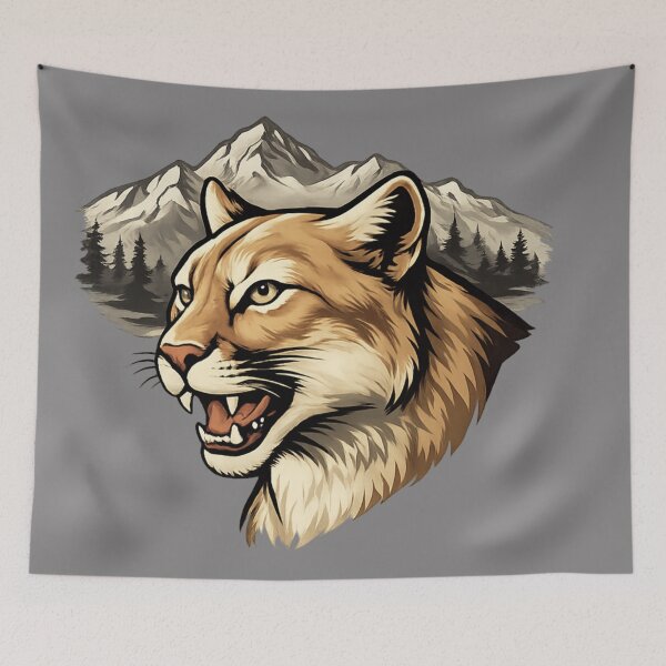 Item preview, Classic Cougar Mountain Lion Wildlife Animal Portrait Design  designed and sold by ZbigiStudio.