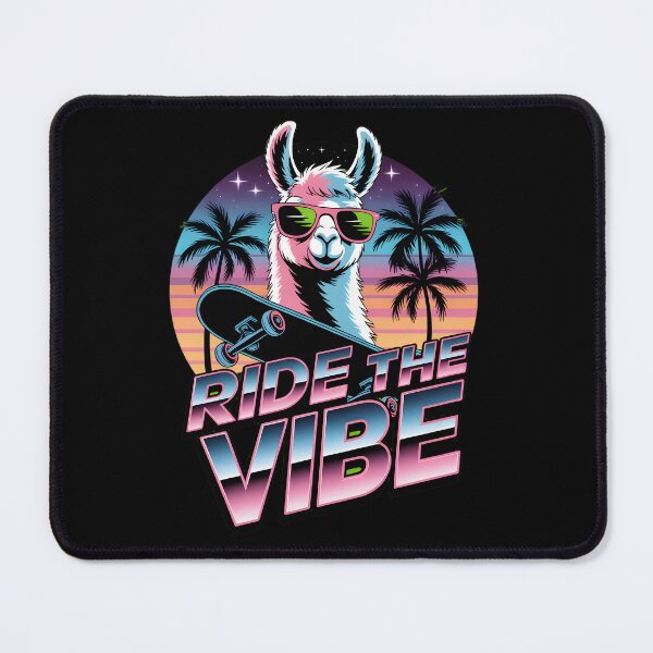 Item preview, Ride the Vibe Retro Llama Synthwave Skateboard 80s designed and sold by AmazingViews.