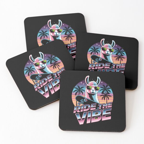 Item preview, Ride the Vibe Retro Llama Synthwave Skateboard 80s designed and sold by AmazingViews.