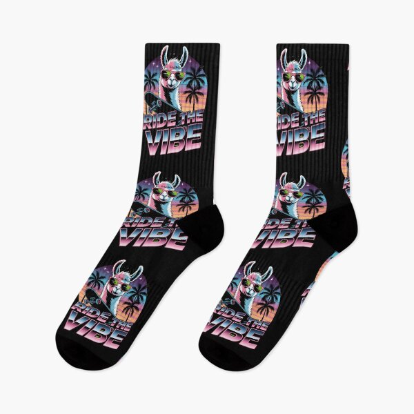 Item preview, Ride the Vibe Retro Llama Synthwave Skateboard 80s designed and sold by AmazingViews.