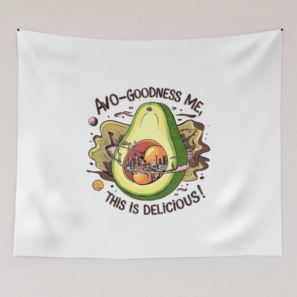 Item preview, Avo-Goodness Me Surreal Avocado City - Funny Space Food Illustration designed and sold by TodiesGift.