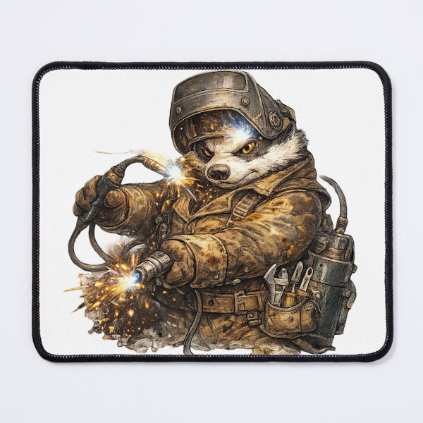 Item preview, Brutal Badger Welder – Hand Drawn Colored Pencil Sticker Illustration designed and sold by Felixuss.