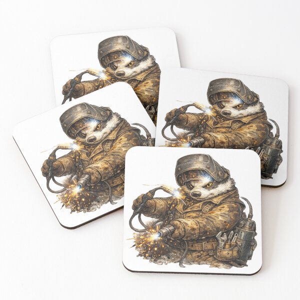 Item preview, Brutal Badger Welder – Hand Drawn Colored Pencil Sticker Illustration designed and sold by Felixuss.