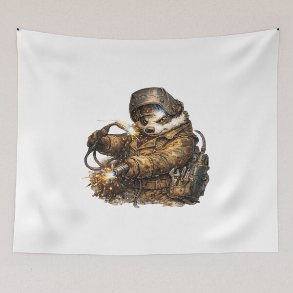Item preview, Brutal Badger Welder – Hand Drawn Colored Pencil Sticker Illustration designed and sold by Felixuss.