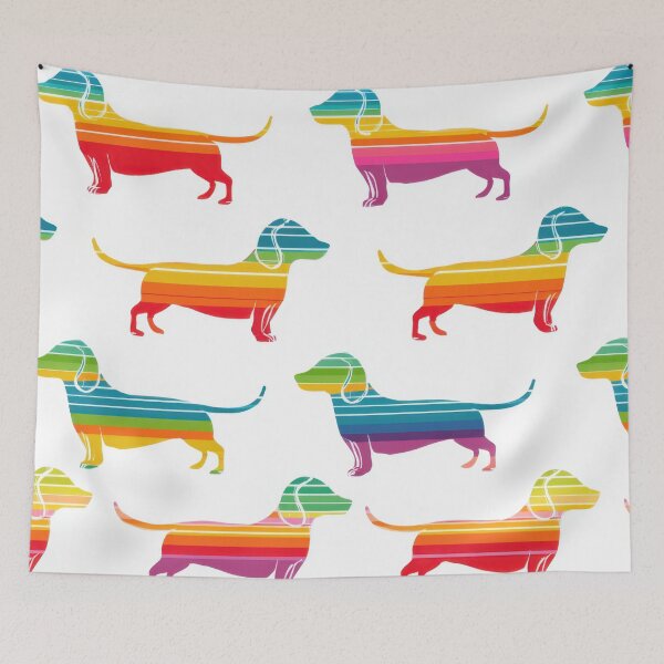 Item preview, Colorful dogs in striped patterns designed and sold by anytka.